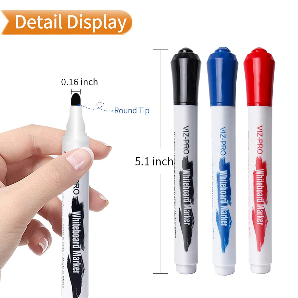 Whiteboard Markers, Assorted Colors Tip Erase Markers Bulk for Office