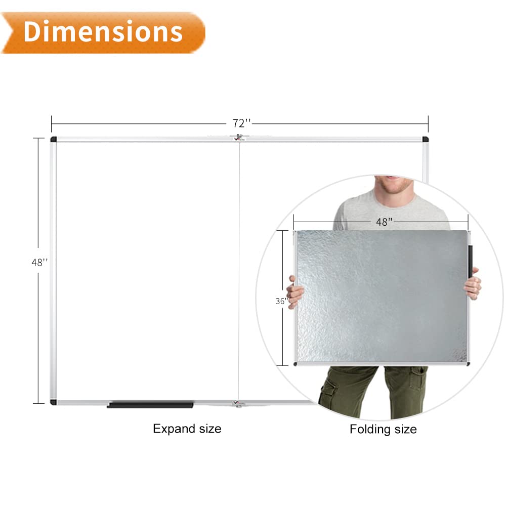 H-Qprobd Dry Erase Board for Wall 72x40 Aluminum Presentation Magnetic Whiteboard with Long Pen Tray, Wall-Mounted White Board for School, Office