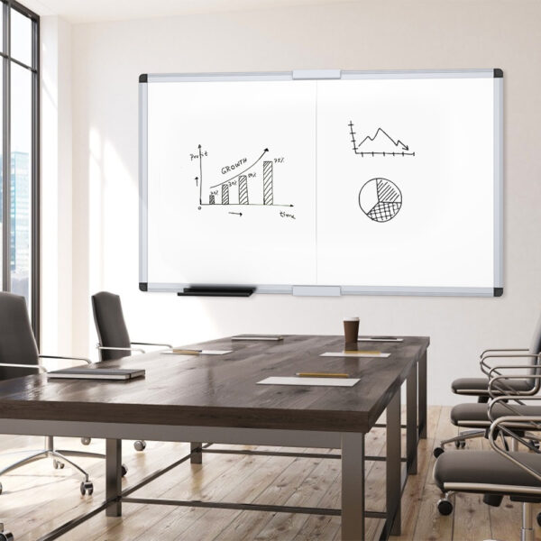VIZ-PRO Large Dry Erase White Board/Magnetic Foldable Whiteboard, Silver Aluminium Frame - Image 5