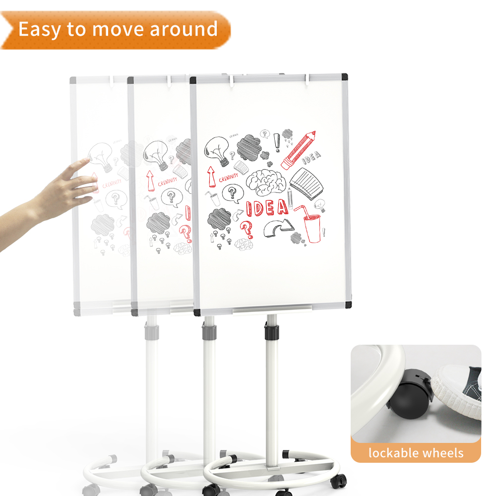 Dr. Tafel Mobilechart - Flipchart Magnétique Mobile Multifonctionnel Surface Effaçable à Sec Blanc