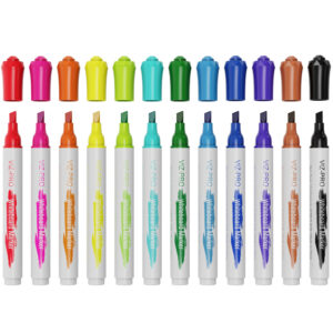 VIZ-PRO Dry Erase Markers, Chisel Tip, Assorted Colors, 12-Count Low-Odor Whiteboard Pens
