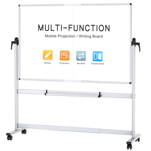 VIZ-PRO Double-Sided Mobile Projection Writing Whiteboard, 72 x 48 Inches, Magnetic Foldable Rolling Dry Erase Board & Projector Screen