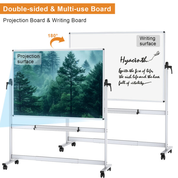 VIZ-PRO Double-Sided Mobile Projection Writing Whiteboard, 72 x 48 Inches - Image 3