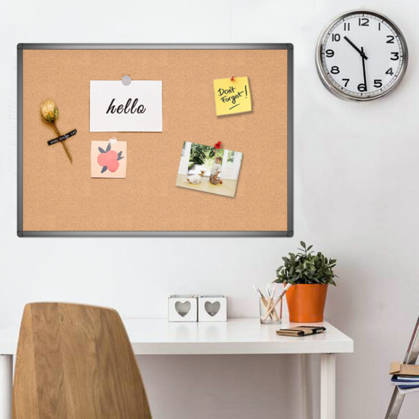 VIZ-PRO Cork Notice Board/Cork Bulletin Board with Black Aluminium Frame - Image 4