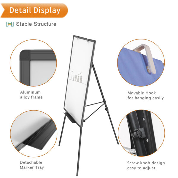 VIZ-PRO Magnetic Whiteboard Easel Black/Flipchart Easel Stand, 36 x 24 Inches - Image 4