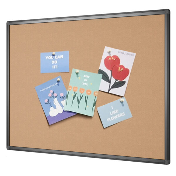 VIZ-PRO Cork Notice Board/Cork Bulletin Board with Black Aluminium Frame