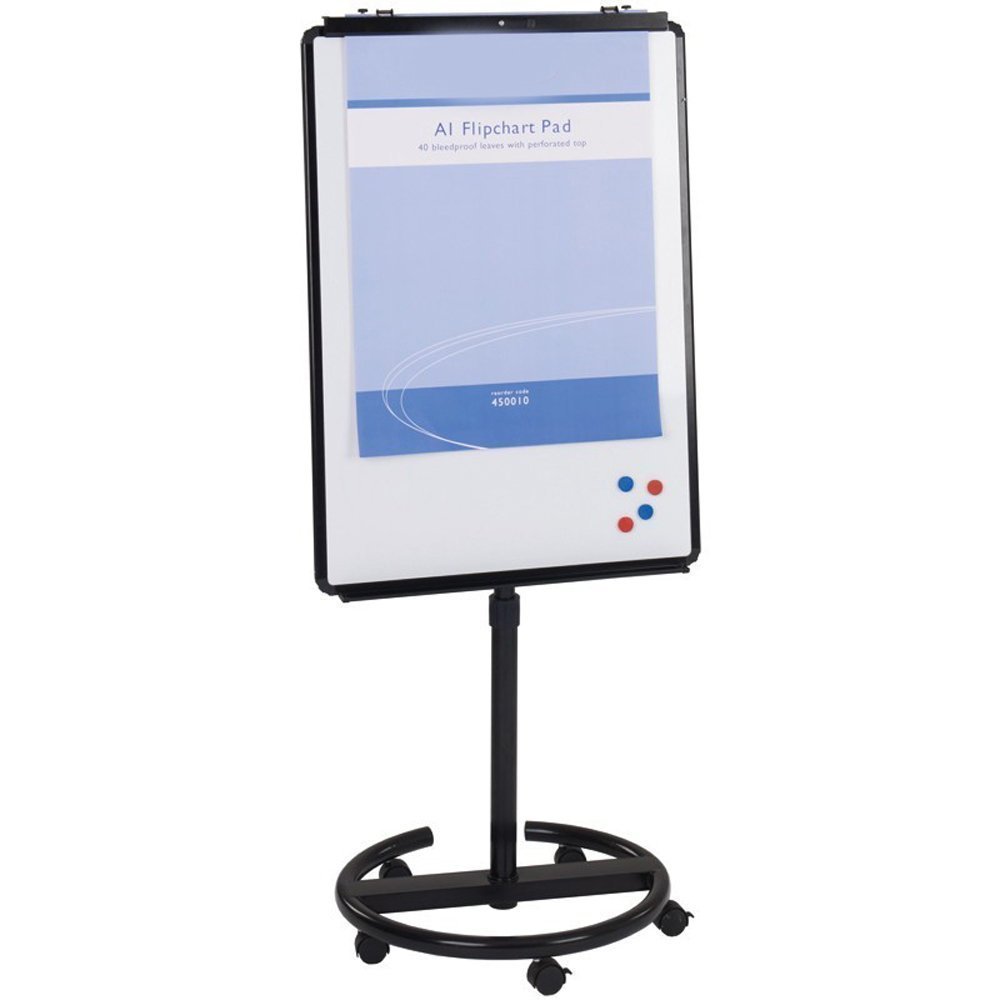 VIZ-PRO Double-Sided Magnetic Mobile Whiteboard 48 x 36 Inches Steel Stand
