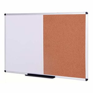 VIZ-PRO-Magnetic-Dry-Erase-Board-and-Cork-Notice-Board-Combination-36-X-24-Inches-Silver-Aluminium-Frame-B07MW15K3D