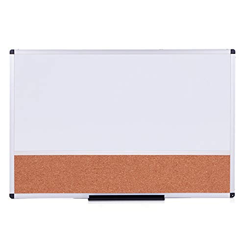VIZ-PRO-Magnetic-Dry-Erase-Board-and-Cork-Notice-Board-Combination-36-X-24-Inches-White-Bulletin-Board-for-School-Offi-B07MX8LWPS