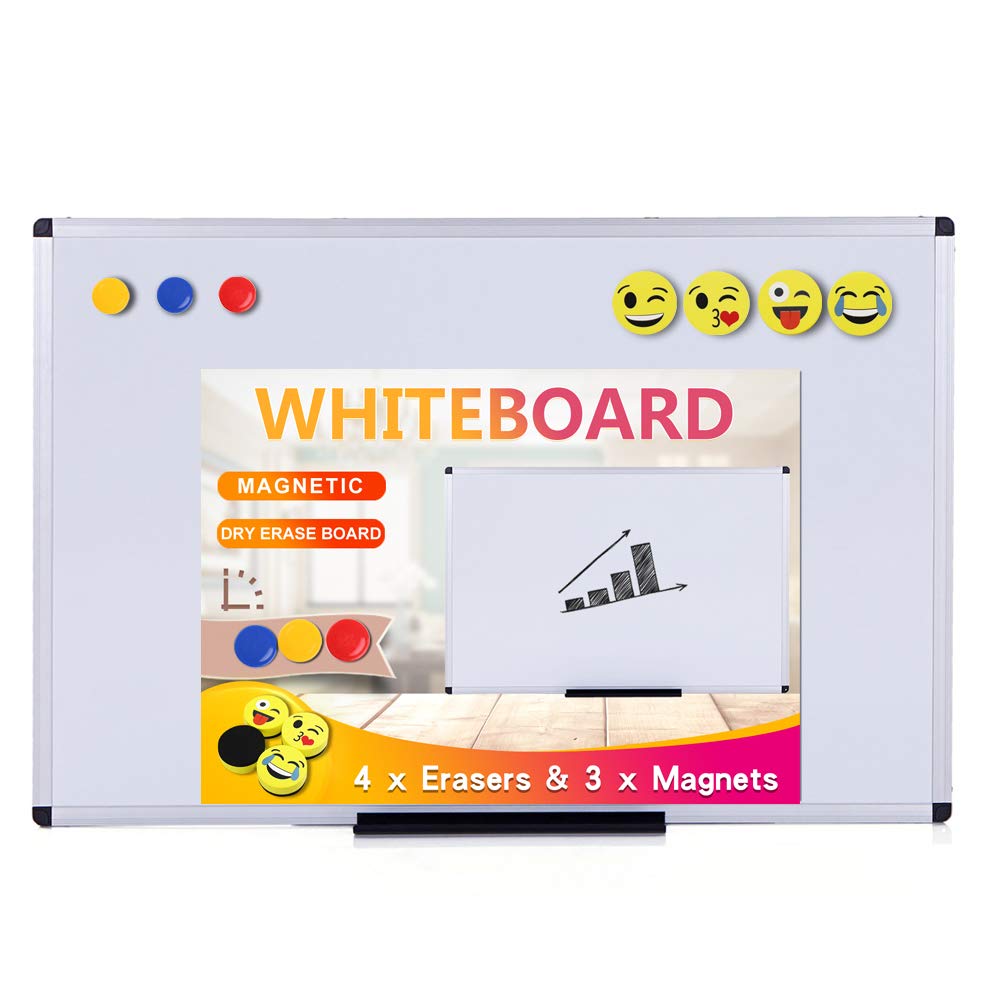 VIZ-PRO Magnetic Whiteboard/Dry Erase Board Includes 4 Erasers & 3 Magnets 
